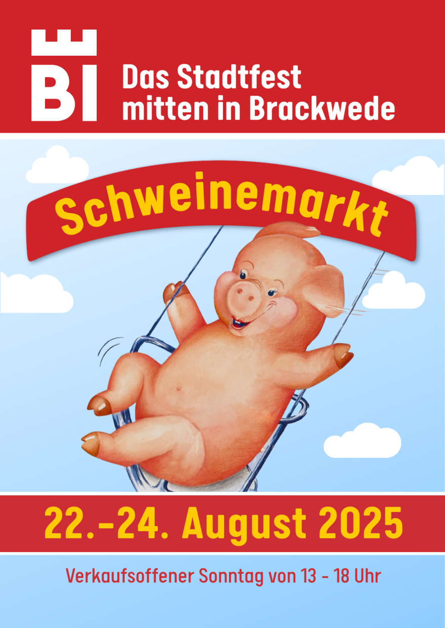 © Stadt Bielefeld | Bezirksamt Brackwede Schwein auf Schaukel grafisch