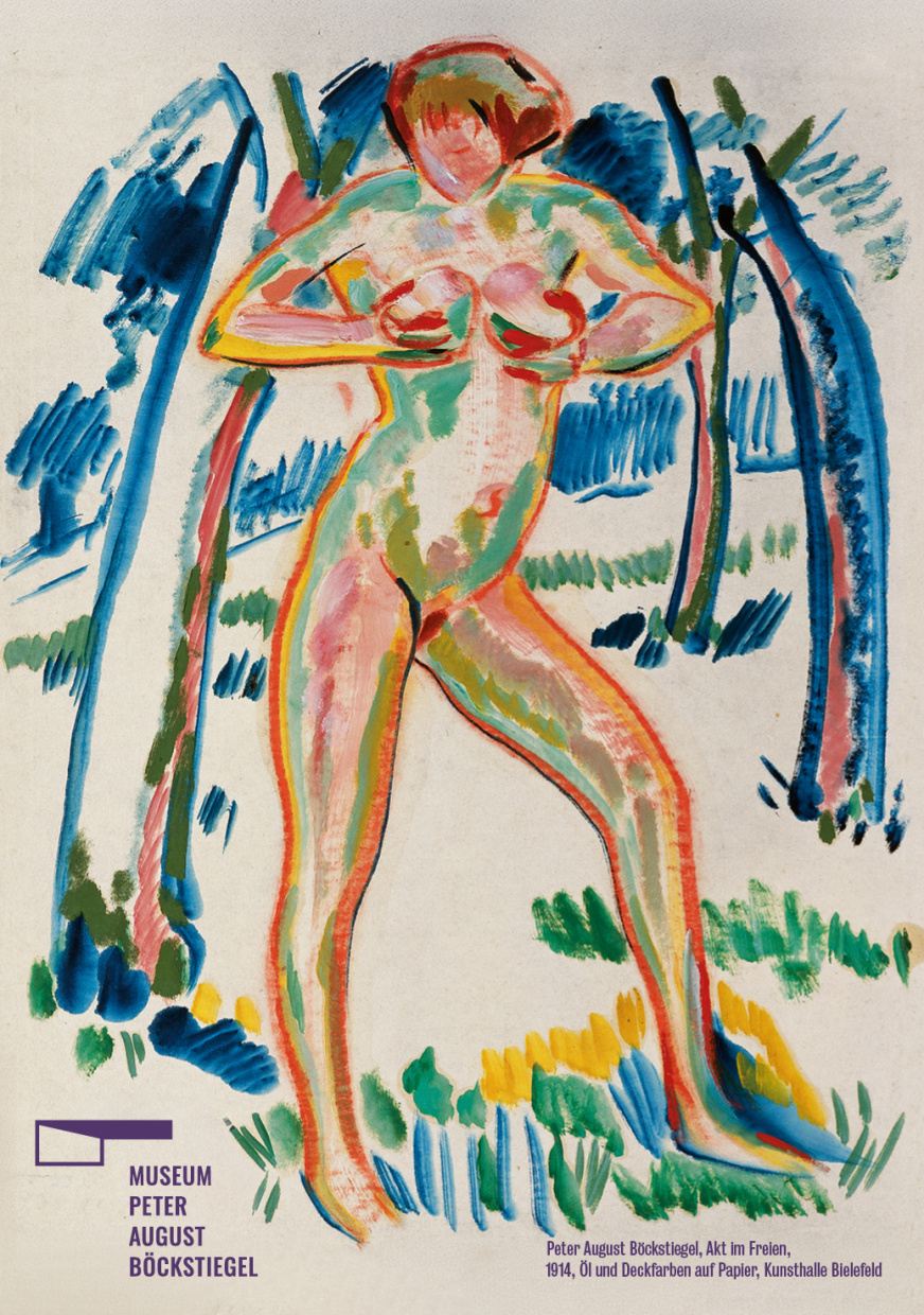 Darstellung einer nackten Frau zwischen Bäumen