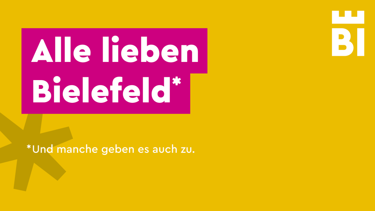 Alle lieben Bielefeld, Kampagnen-Grafik auf gelbem Grund