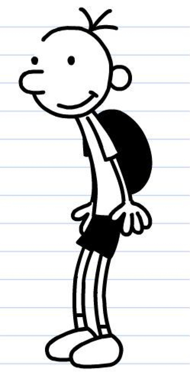 ein gezeichnetes Bild der Figur Greg aus der bekannten Buchreihe