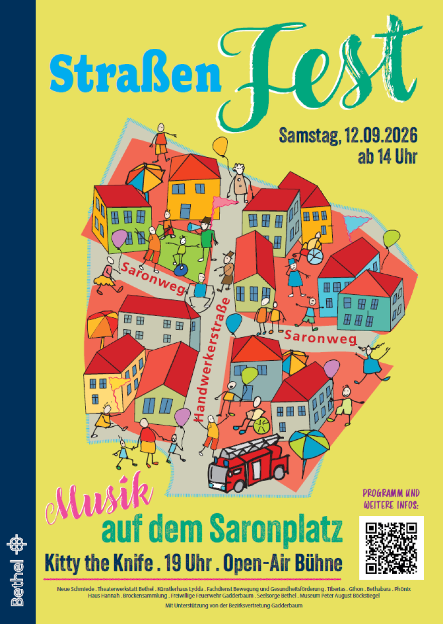 Plakat mit buntem Stadtplan von den Straßen rund um die Neue Schmiede