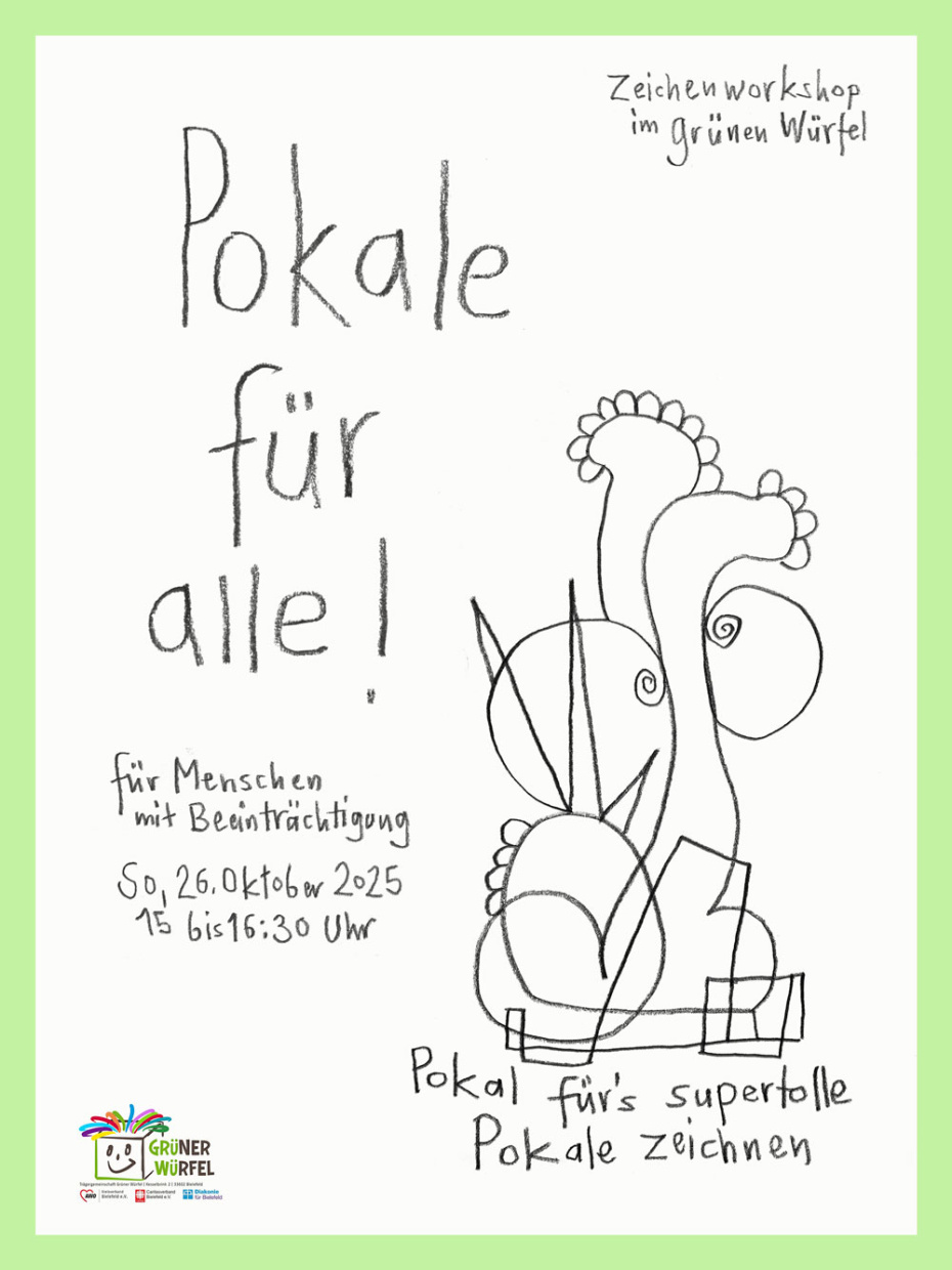 nicole fally / safe new world studio Pokale für alle ! — Zeichenworkshop für Menschen mit Beeinträchtigung / So, 26. Oktober 2025