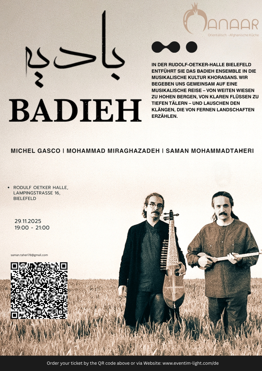 Badieh Ensmeble, Anaar Restaurant Das Bild von Badieh Konzerte im Rudolf-Oetker-Halle Bielefeld am 29.11.2025
