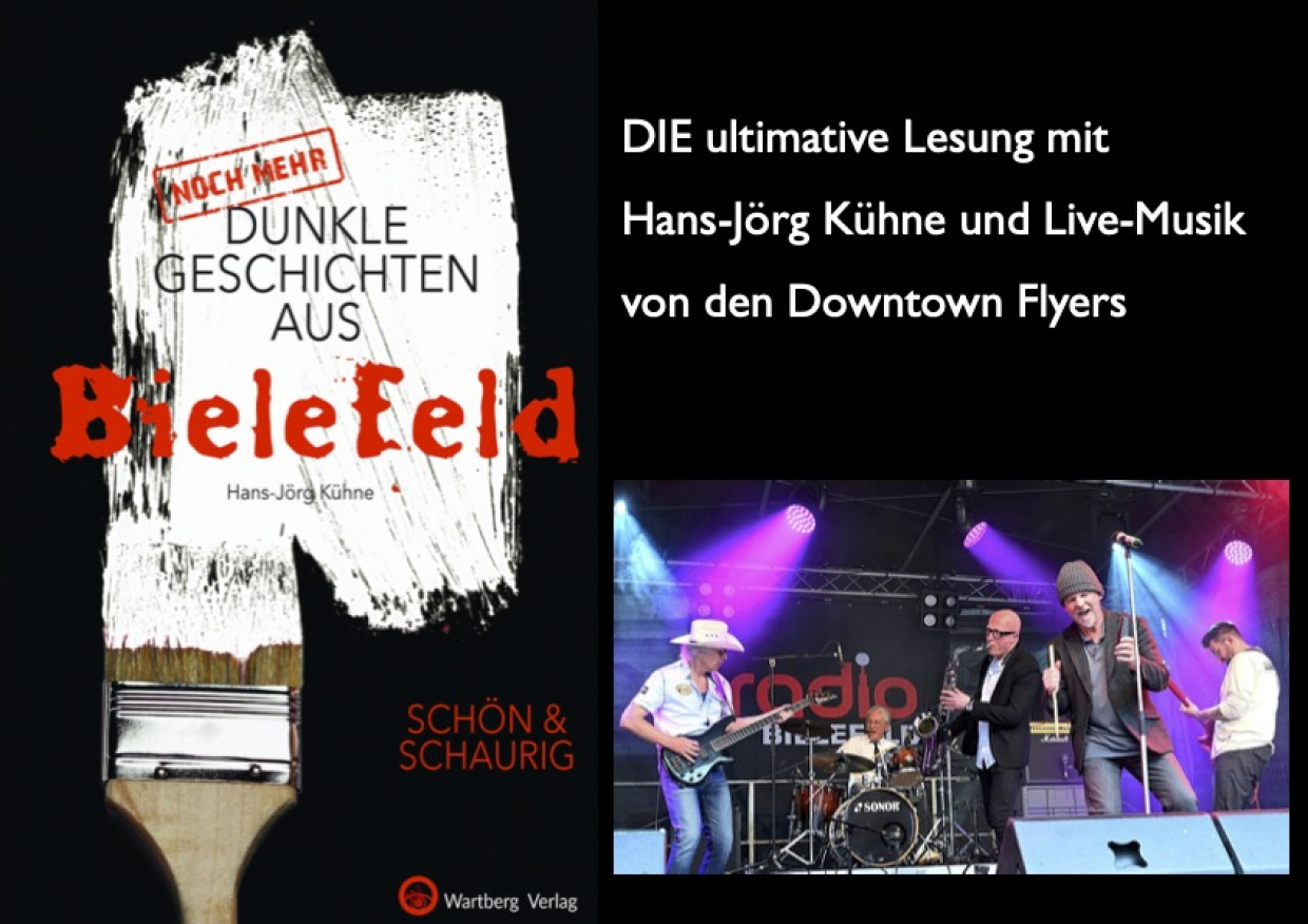 Links im Bild das Cover von Hans-Jörg Kühnes neuestem Buch. Daneben die "Downtown Flyers" .