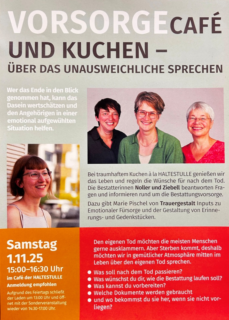 Einladung zum Vorsorge-Café in der Haltestulle