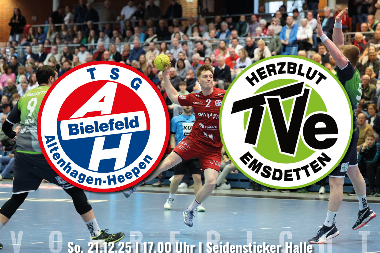 Spitzenspiel vor Weihnachten: TSG A-H Bielefeld vs. TV Emsdetten Spitzenspiel vor Weihnachten: TSG A-H Bielefeld vs. TV Emsdetten