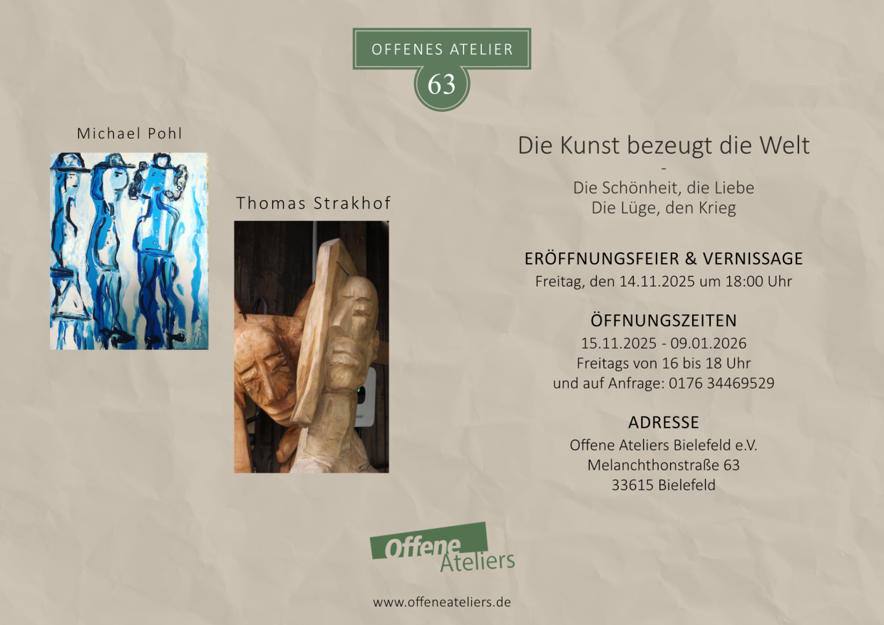 Einladung Offenes Atelier 63-Die Kunst bezeugt die Welt