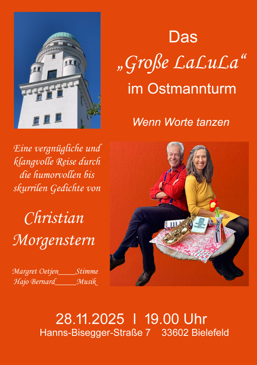Hajo Bernard und Margret Oetjen sind zu Gast im Ostmannturm mit Gedichten von Christian Morgenstern