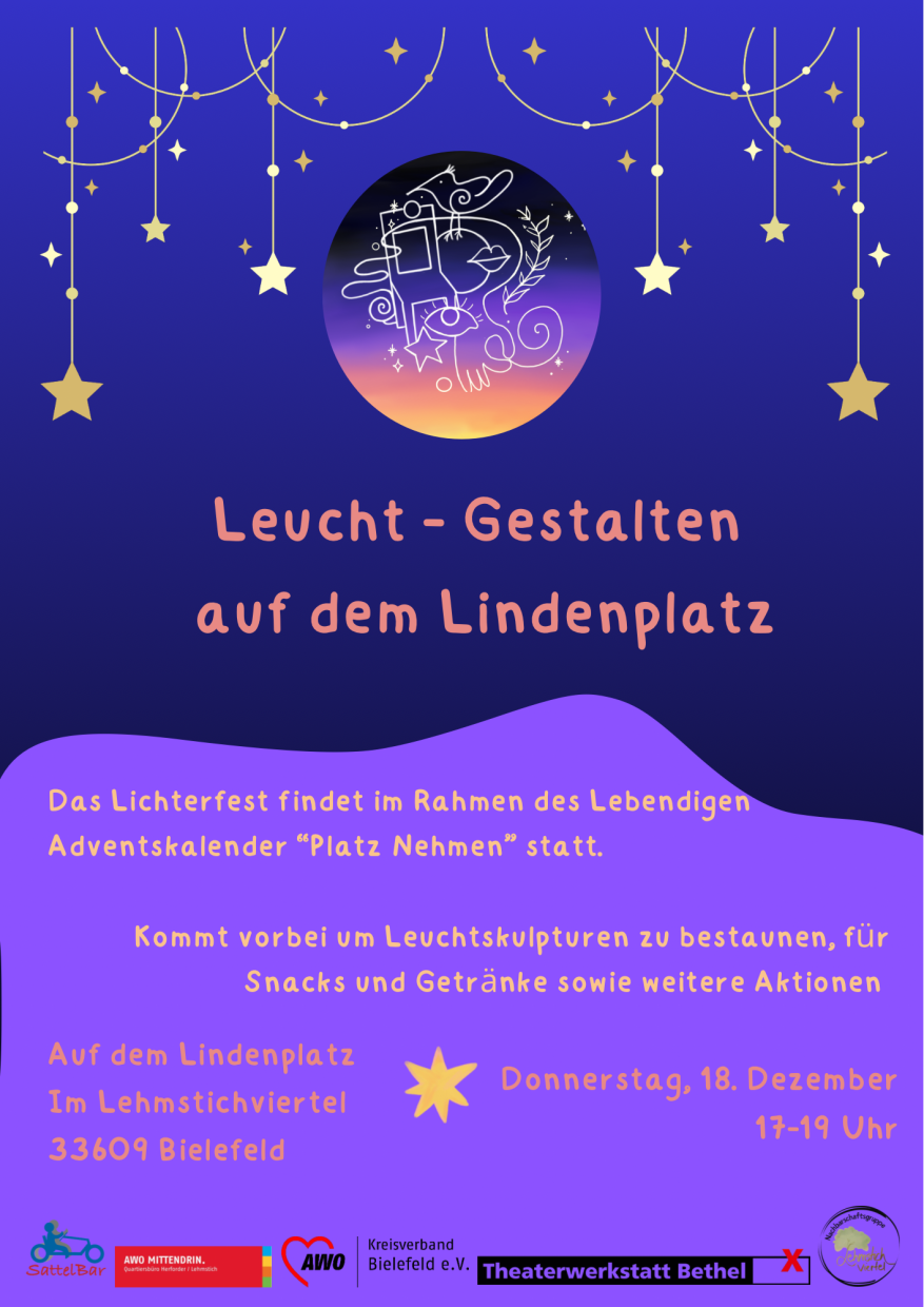 Plakat zum Lichterfest mit Logo und Sternenhimmel