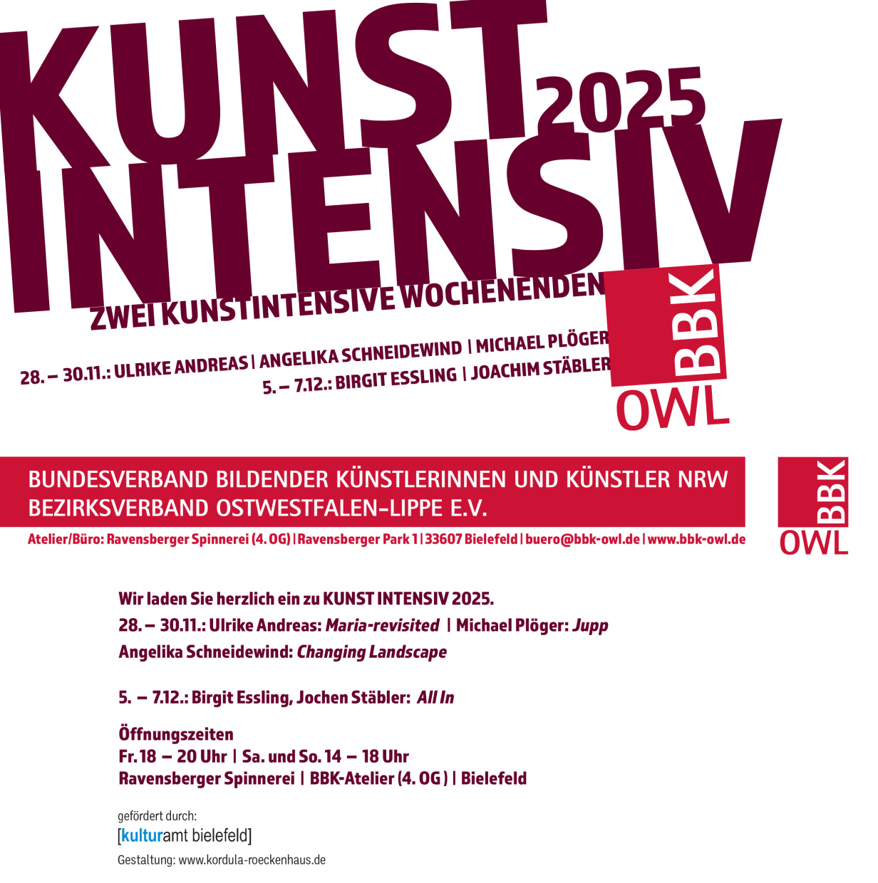 KUNST INTENSIV – ZWEI KUNSTINTENSIVE WOCHENENDEN