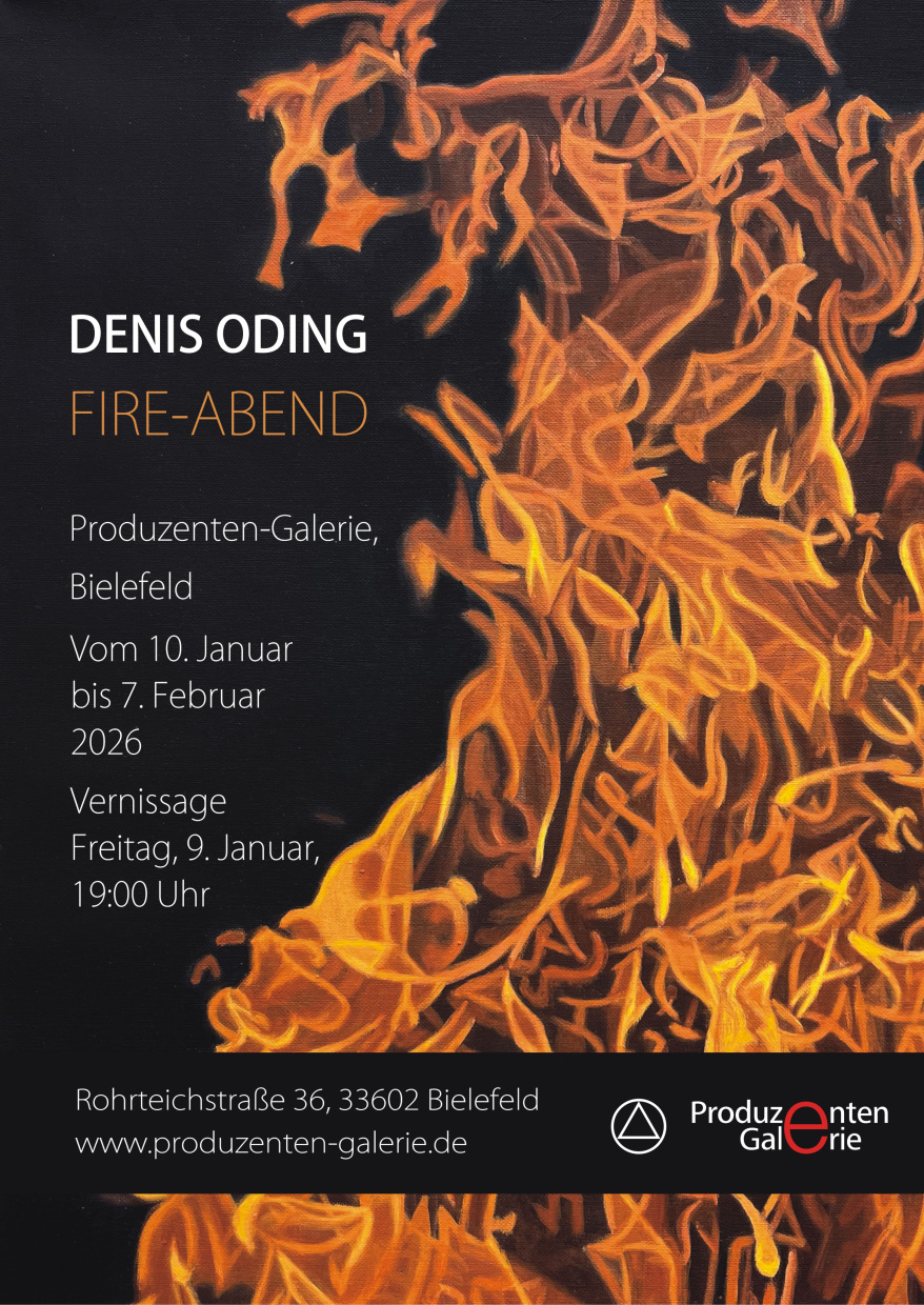 Eine Einladung zur Ausstellung mit Feuer drauf 