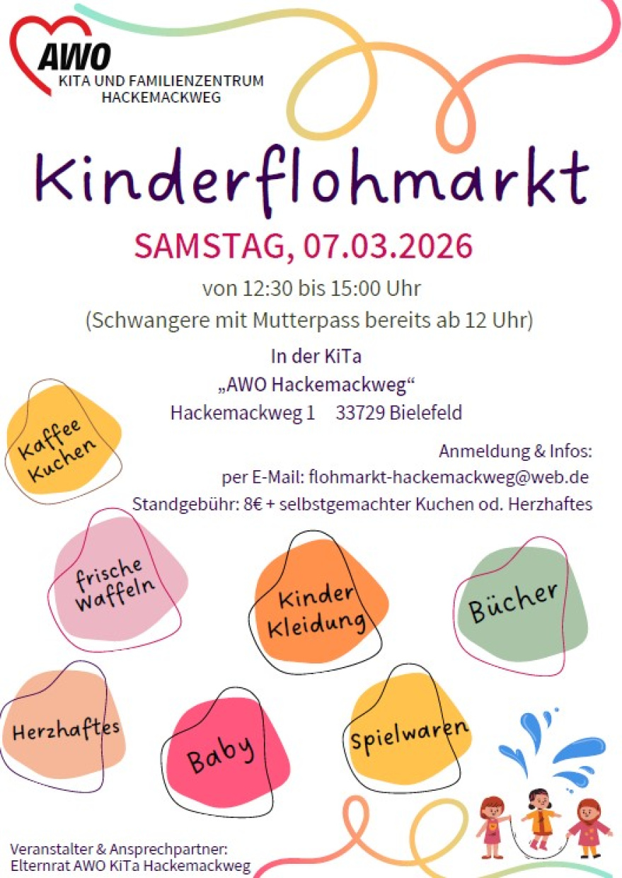 Anmeldung und Informationen unter flohmarkt-hackemackweg@web.de