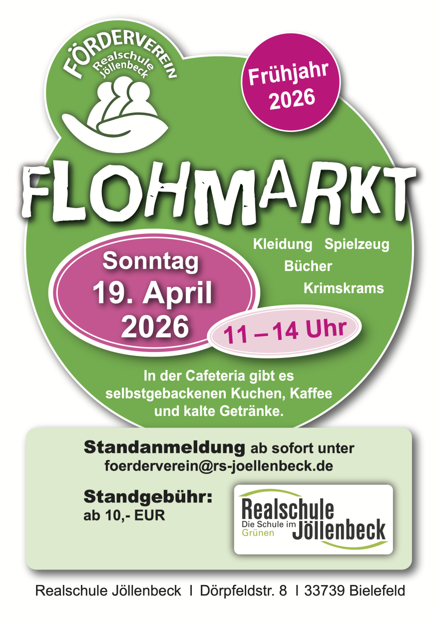 Flohmarkt Realschule Jöllenbeck 19.04.2026 11:00 Uhr bis 14:00 Uhr