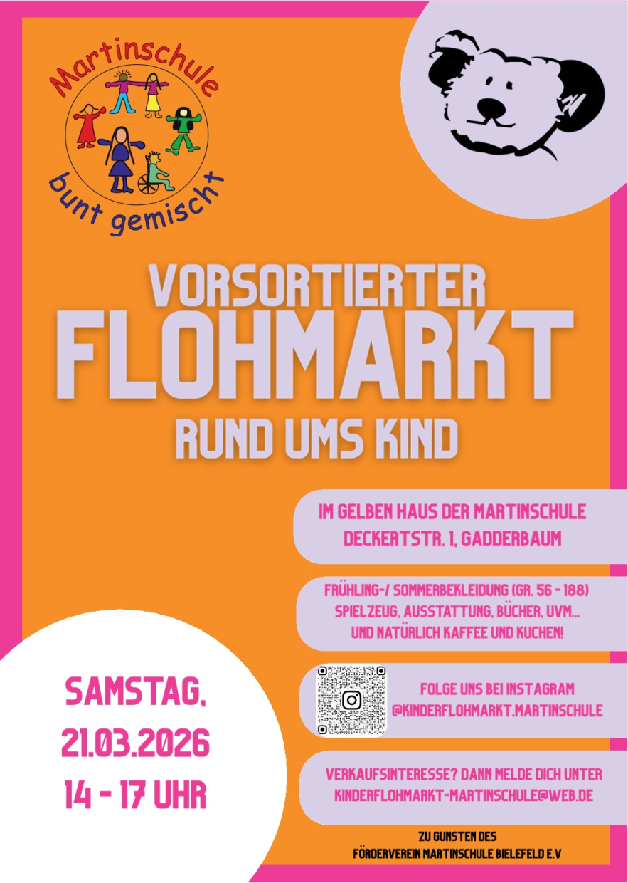 Ein Flyer zum Flohmarkt rund ums Kind am Samstag, 21.03.26 von 14-17:00 Uhr