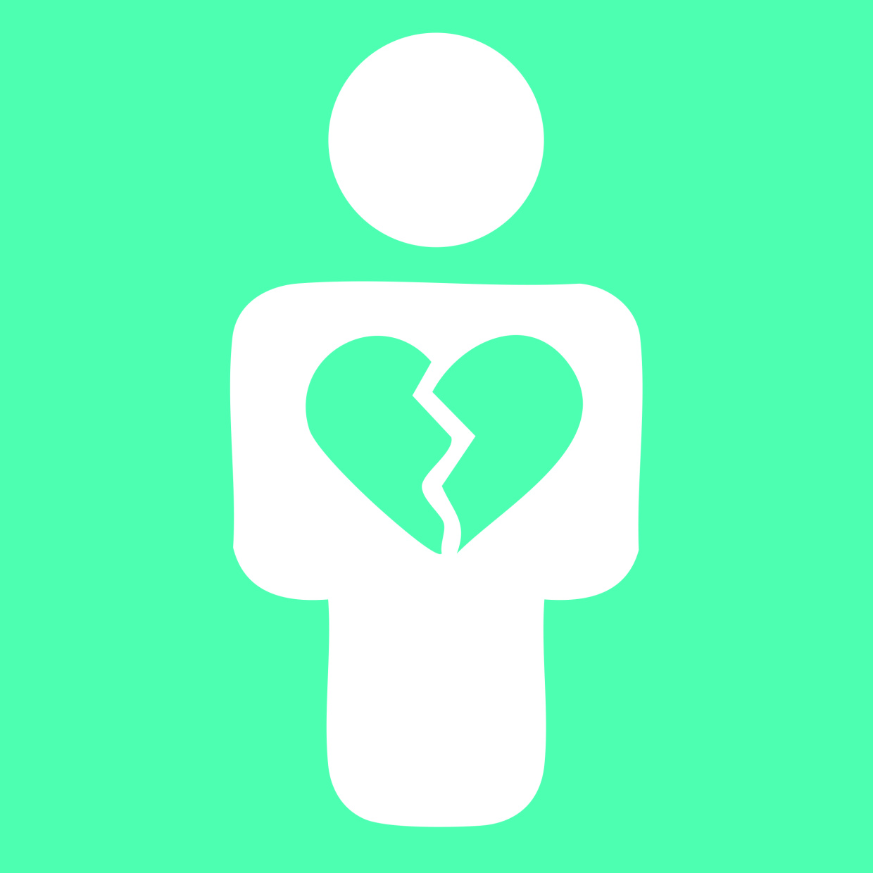Icon: Piktogramm eines Menschen mit gebrochenem Herzen