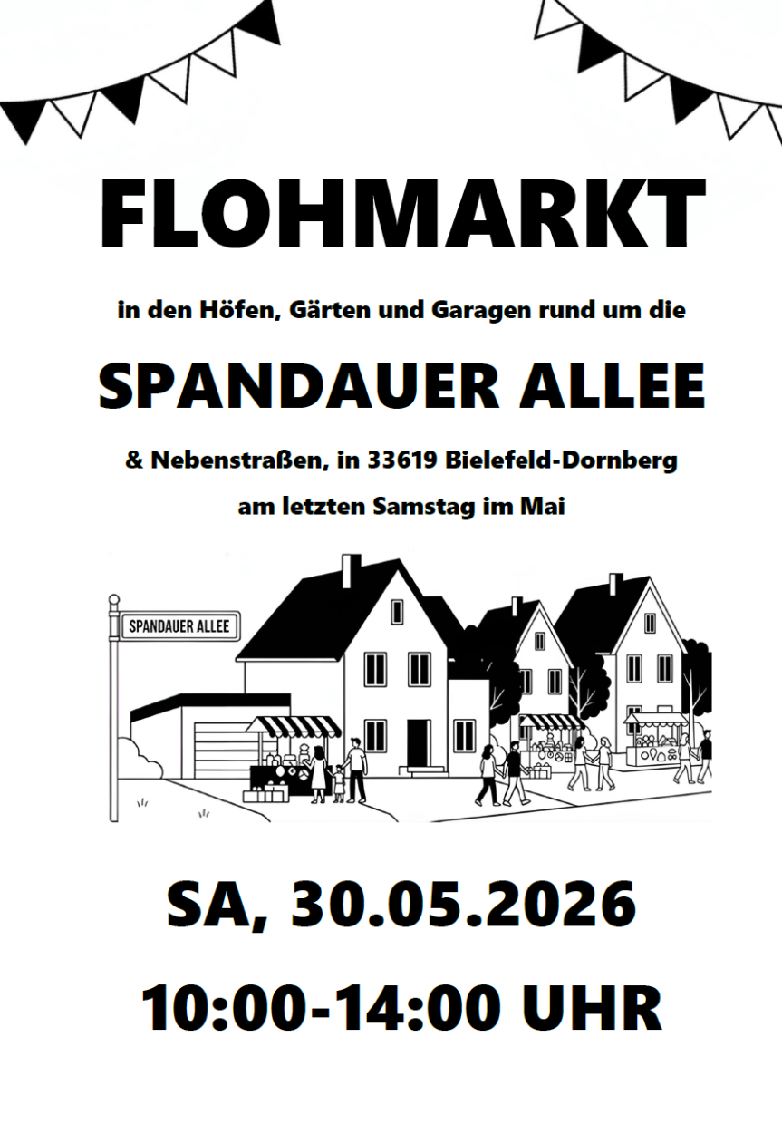 Nachbarschaftsflohmarkt rund um die Spandauer Allee, Samstag, 30.05.2026, 10-14 Uhr