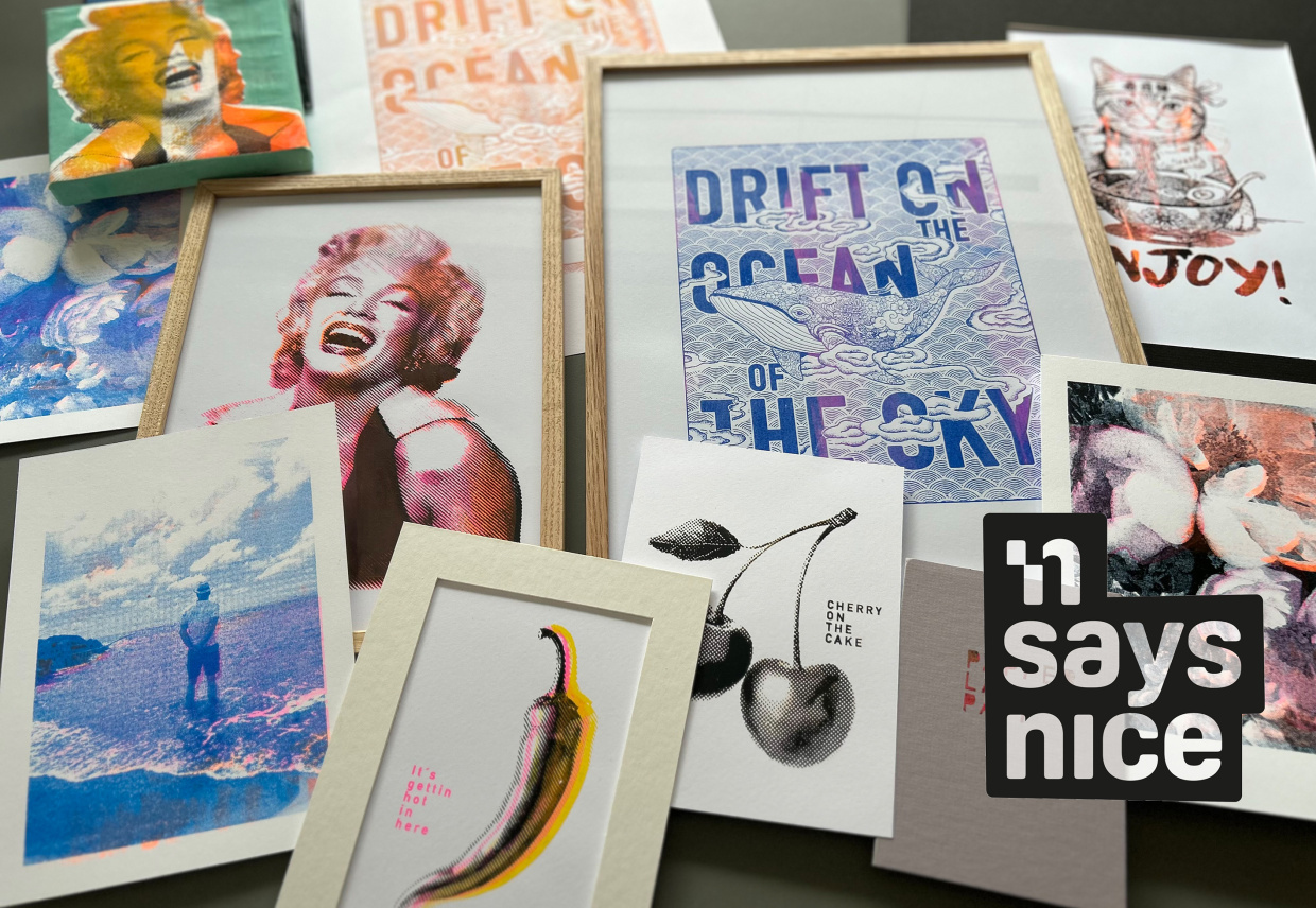 Druckergebnisse des Siebdruckworkshops