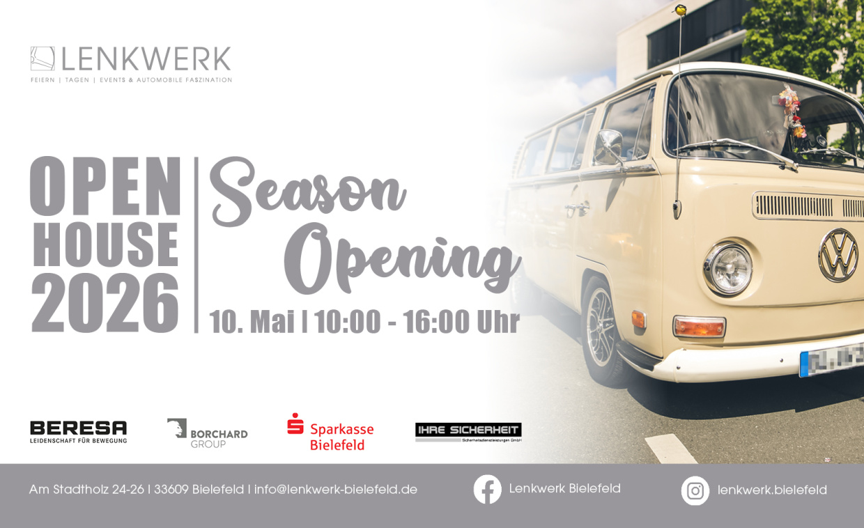 Veranstaltungsbild Season Opening mit Termin und Bild eines VW Bullis