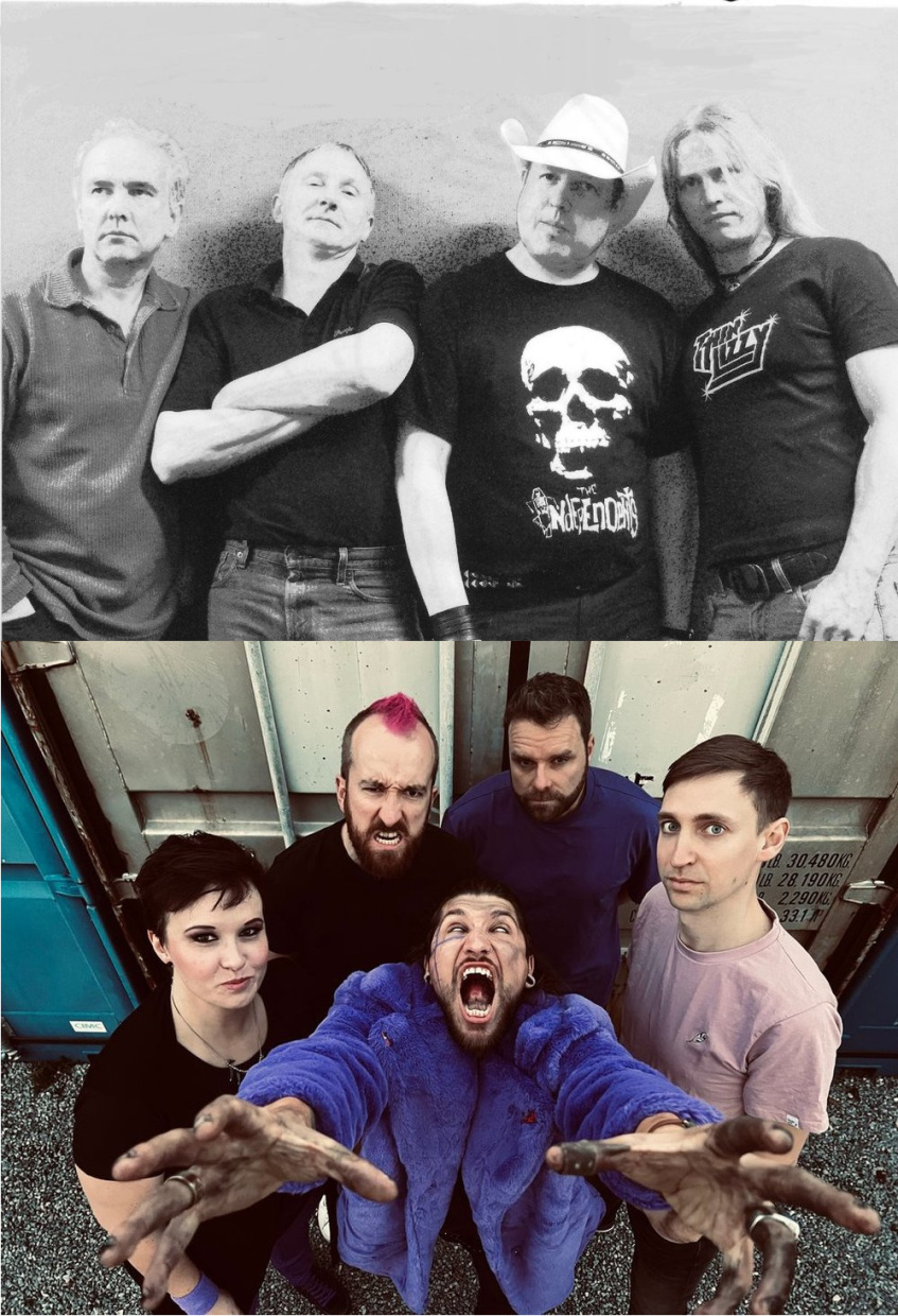 2 Bandfotos, oben Rentokill, unten Pardon The Punch