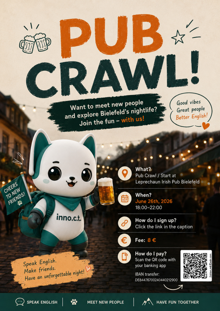 What? Pub Crawl/ Start at Leprechaun Irish Pub Bielefeld / When? June 26th, 2026 18:00-22:00