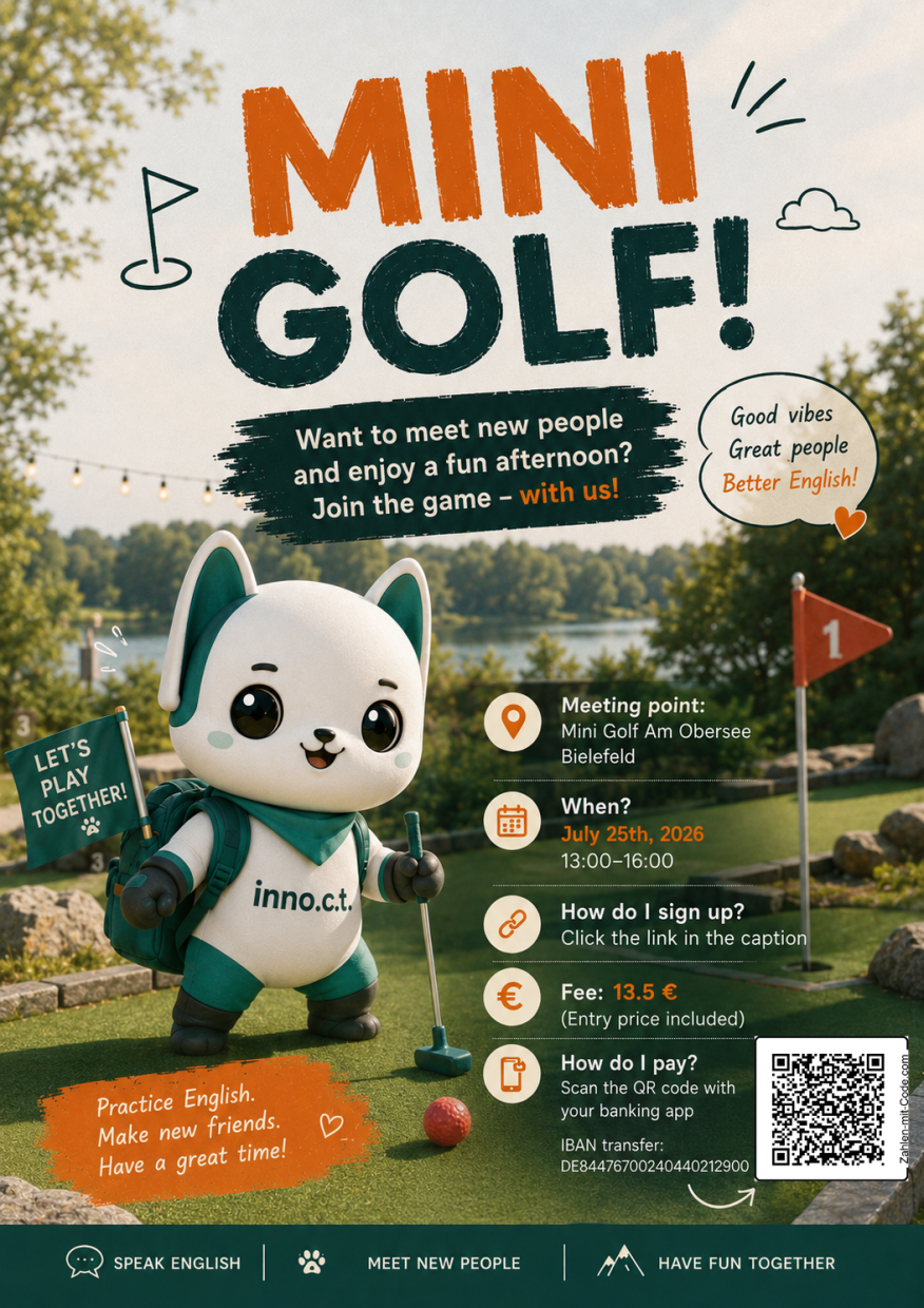 Meeting point: Mini Golf Am Obersee Bielefeld/July 25th, 2026 13:00-16:00/Fee: 13.5€