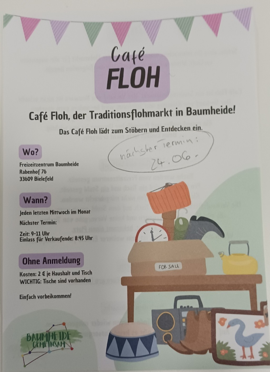 Flohmarkt für Kleidung, Kinderkleidung und Spielsachen im Freizeitzentrum Baumheide