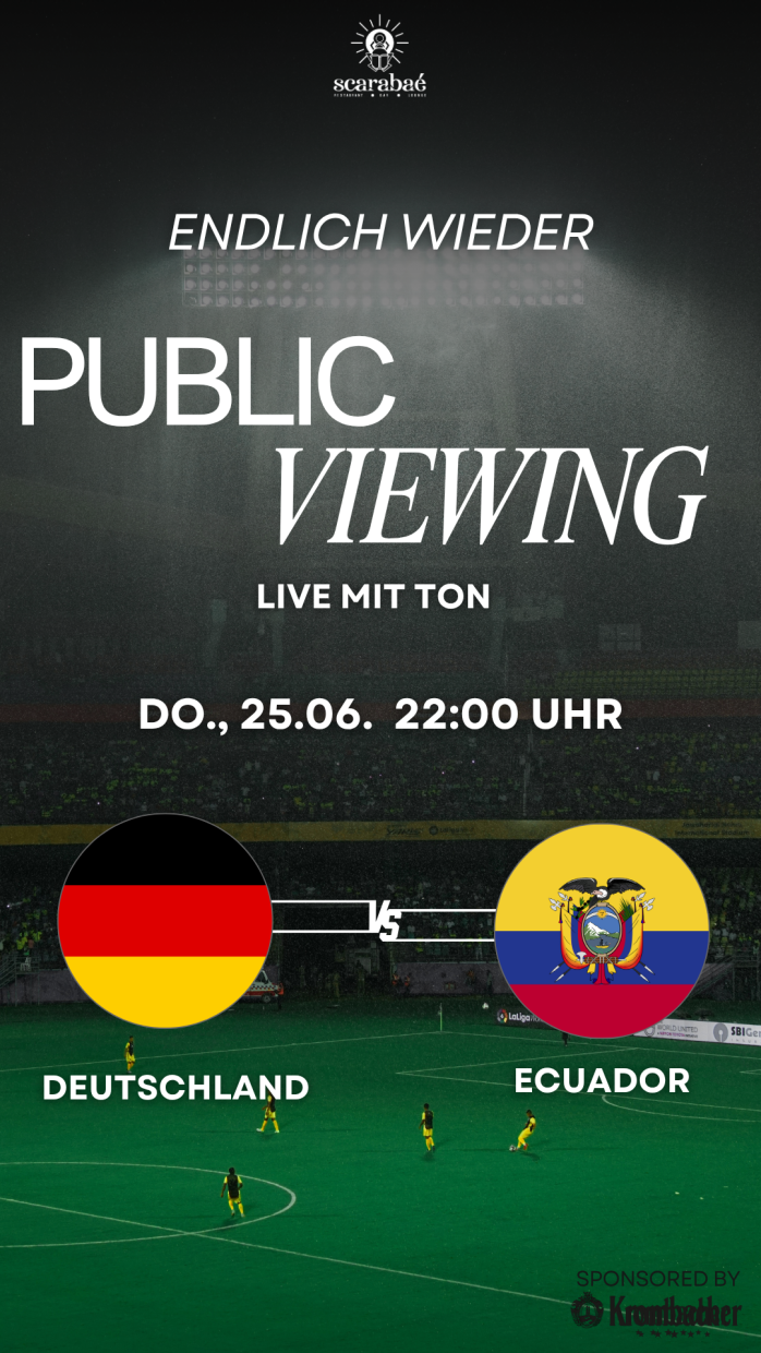 Public Viewing im Scarabaé Bielefeld: Deutschland gegen Ecuador bei der WM 2026, Live-Übertragung um