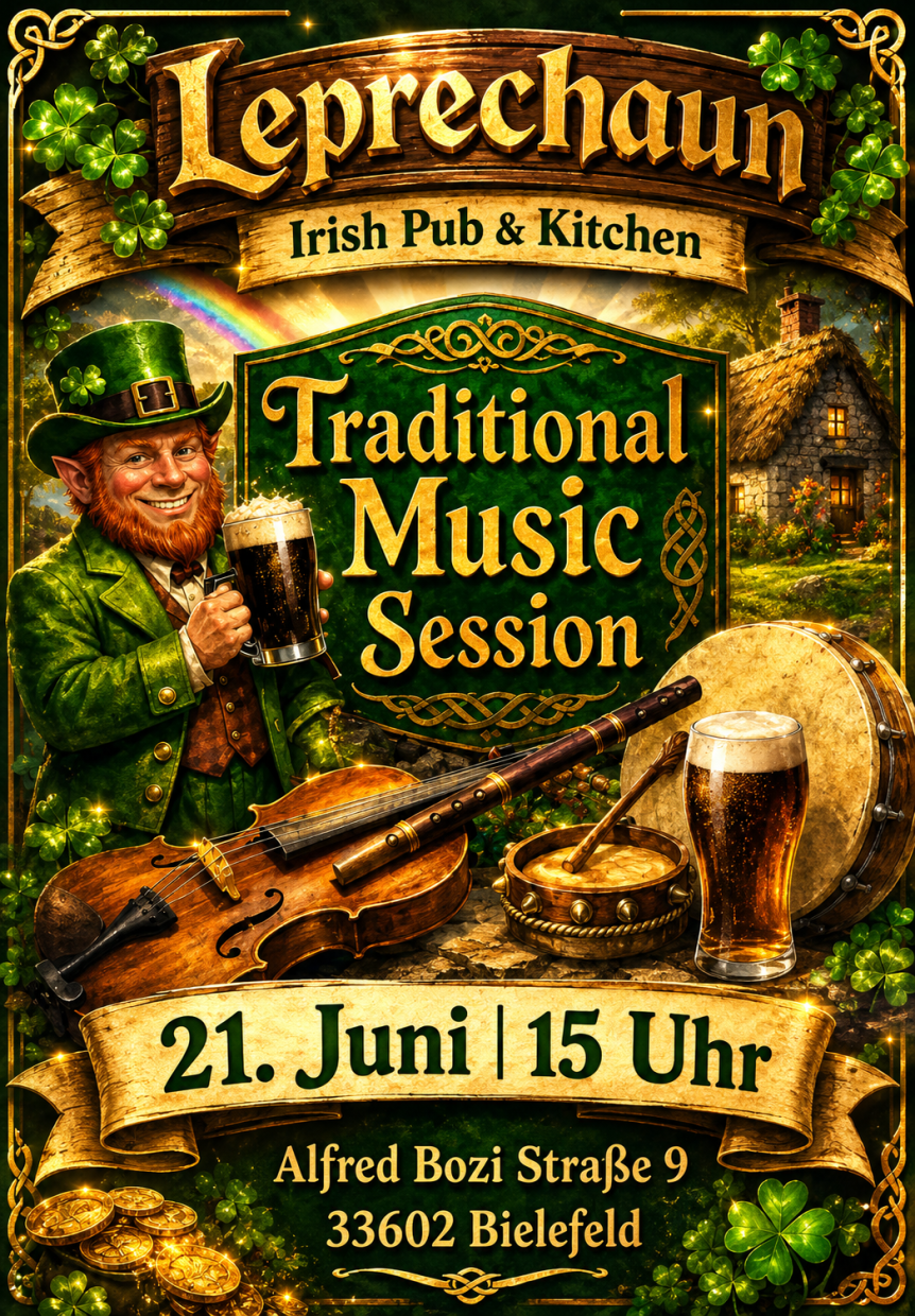 🍀 Traditionelle irische Live-Musik im Leprechaun! 🍀