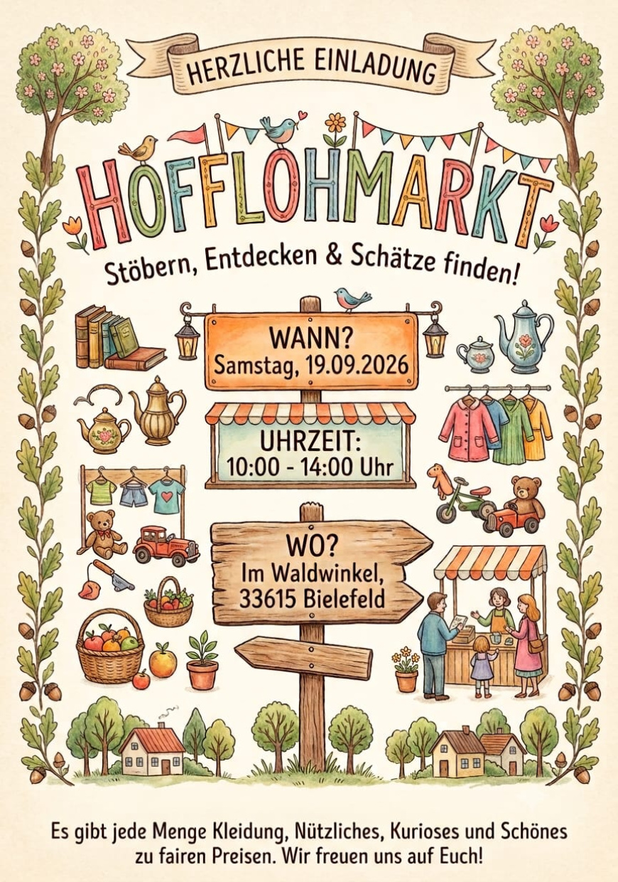 Flyer Hof- und Nachbarschaftsflohmarkt mit Daten 