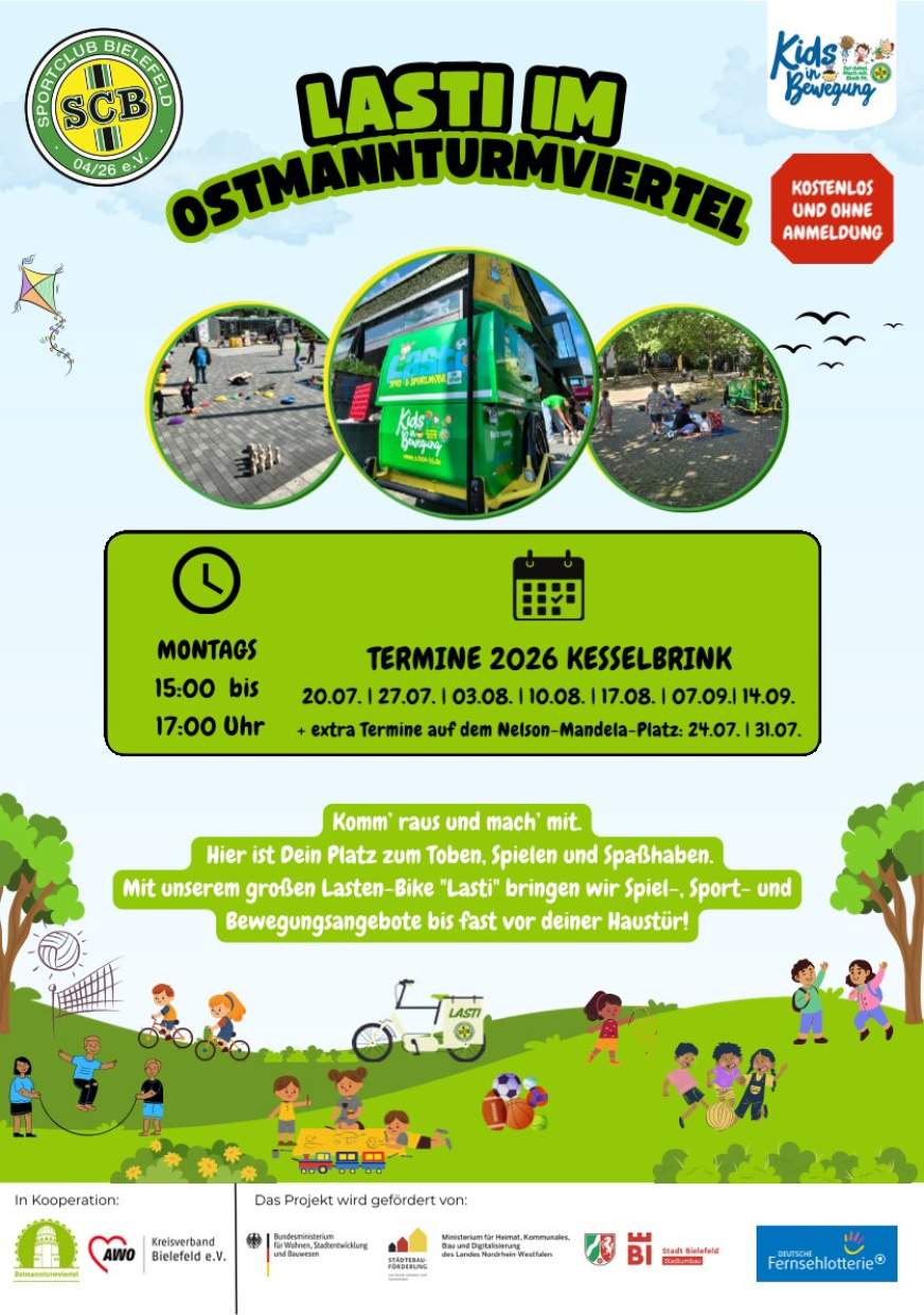 Flyer für das Lasti im Ostmannturmviertel mit allen genannten Terminen.