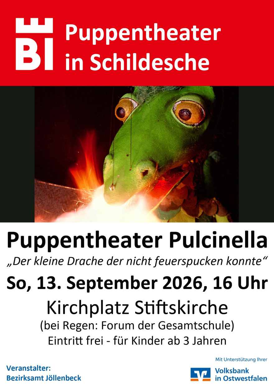 Plakat zum Kinder-Theaterstück "Der kleine Drache, der nicht feuerspucken konnte".
