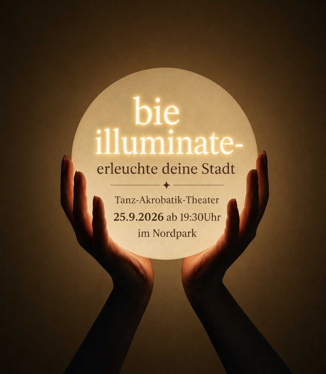Leuchtende Kugel mit der Info zur Veranstaltung 