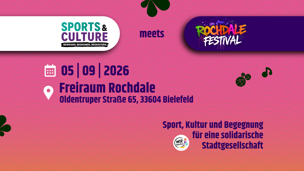Flyer von Sports & Culture meets Rochdale Festival am 05.09. auf dem Freiraum Rochdale