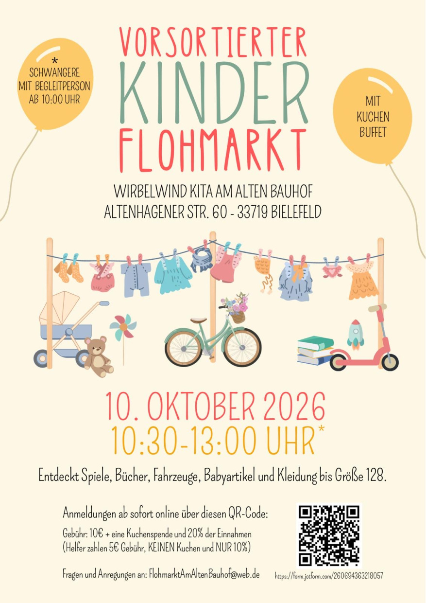 Plakat für einen Kinderflohmarkt in Heepen am 10. Oktober 2026.
