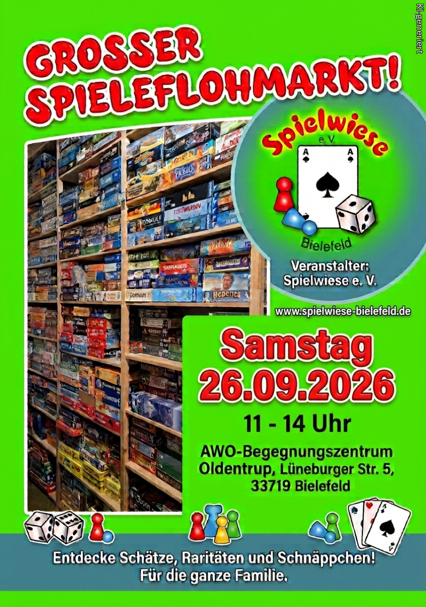 Spiele-Flohmarkt am 26.09.2026 im AWO-Begegnungszentrum Oldentrup