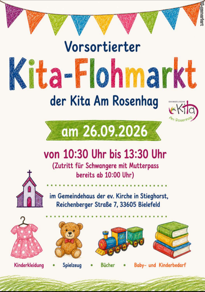 Flyer für den Flohmarkt der Kita am Rosenhag im Gemeindehaus Stieghorst