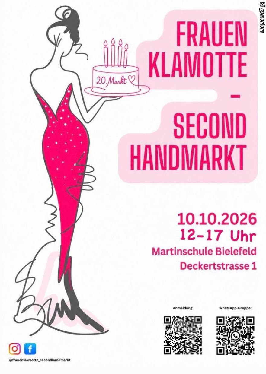 Das Bild zeigt ein weißes Plakat, auf der links eine weiblich Figur zu sehen ist.  