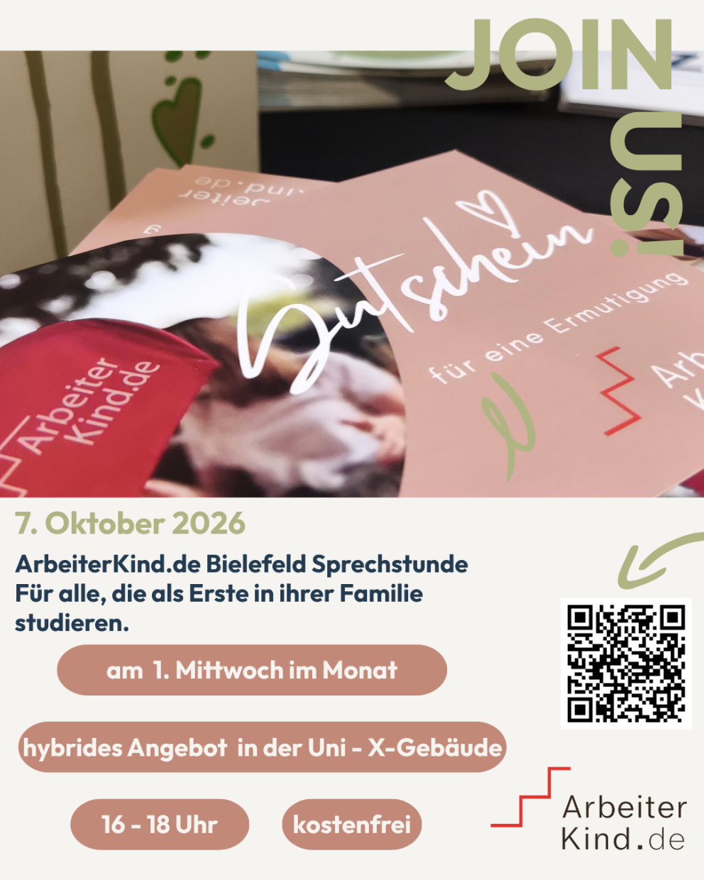 Sprechstunde der ArbeiterKind.de Gruppe Bielefeld am 7. Oktober 2026 um 16-18h an der Universität Bi