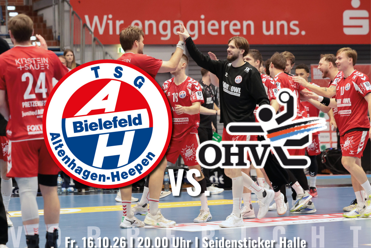 Spieltagsankündigung der TSG A-H Bielefeld gegen den OHV Aurich am Freitag, 16.10.2026, um 20 Uhr 