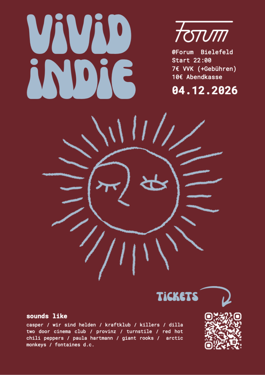 Vivid Indie am 04.12.26 ab 22 Uhr im Forum Bielefeld.
