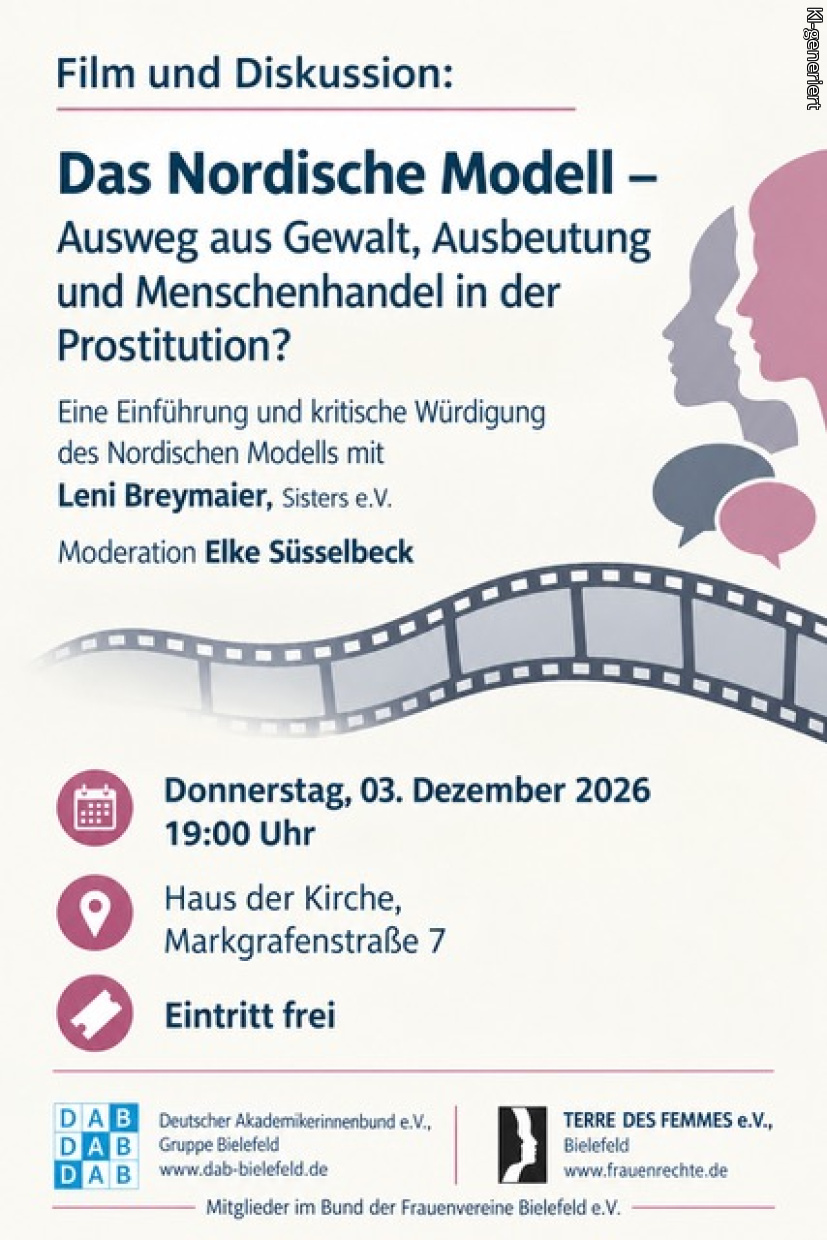 Stilisierte Frauenköpfe und Filmrolle ergänzen die Angaben zur Veranstaltung 