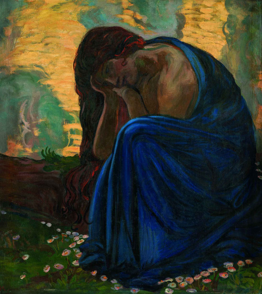 Erich Kuithan, Trauernde, um 1907/08, Öl auf Leinwand, 80,2 × 72 cm