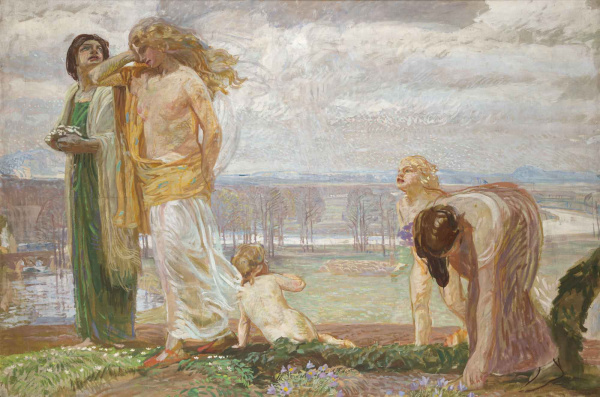 Erich Kuithan, Der Frühling, um 1906, Öl auf Leinwand, 140 × 208 cm