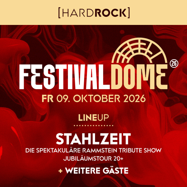 rote Kachel mit Textinfos zum Hardrock-Tag beim Festival Dome