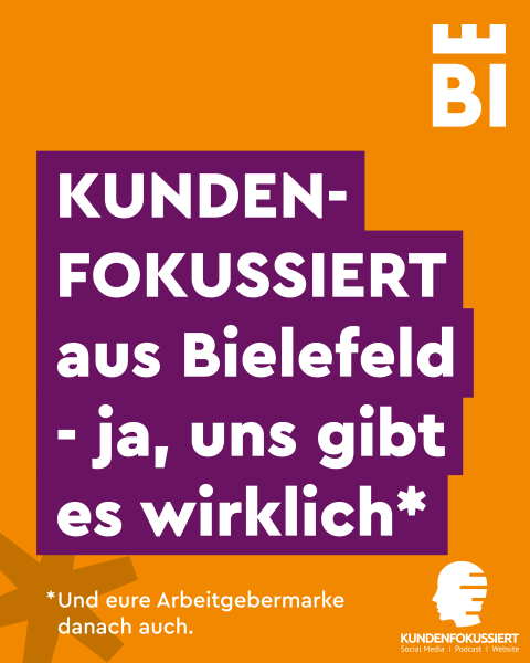 Bielefeld-Kampagnen-Spruch auf farbigem Hintergrund