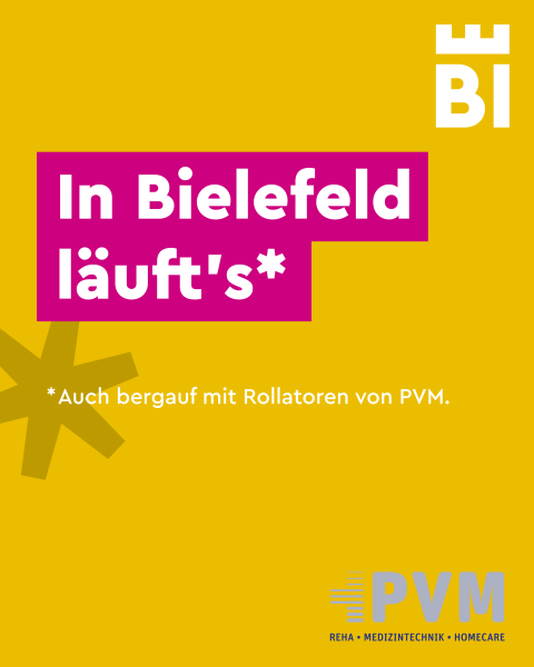 Bielefeld-Kampagnen-Spruch auf farbigem Hintergrund