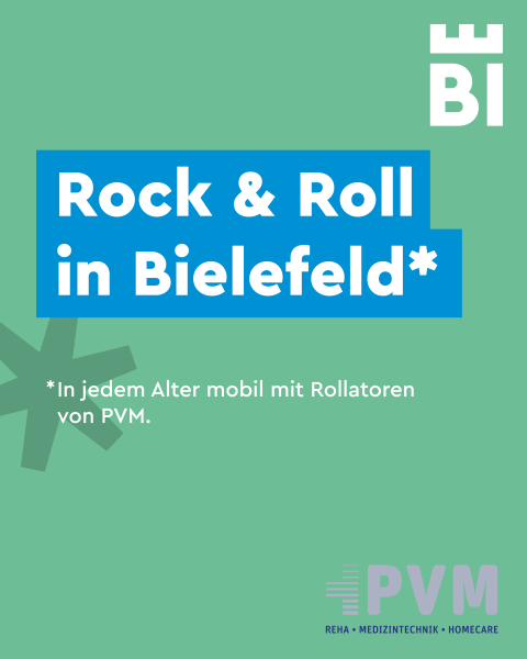 Bielefeld-Kampagnen-Spruch auf farbigem Hintergrund