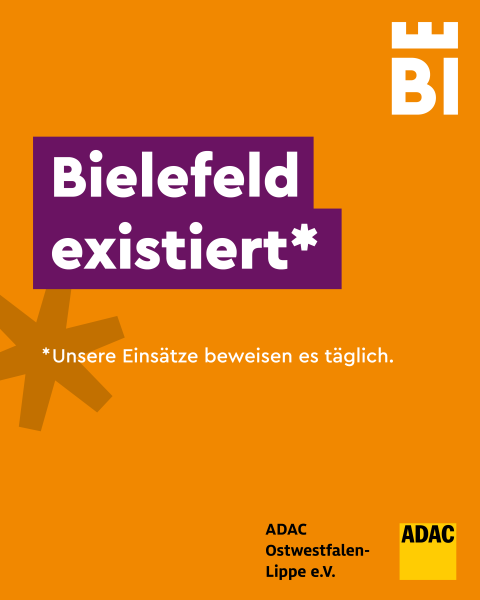 Bielefeld-Kampagnen-Spruch auf farbigem Hintergrund