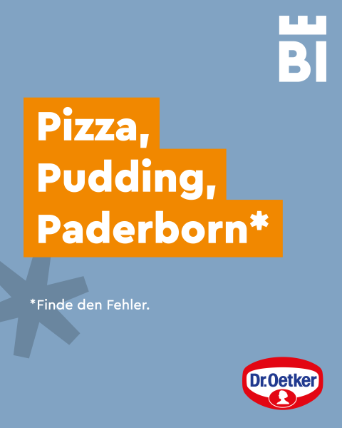 Bielefeld-Kampagnen-Spruch auf farbigem Hintergrund