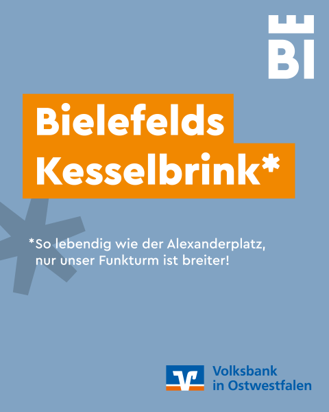 Bielefeld-Kampagnen-Spruch auf farbigem Hintergrund